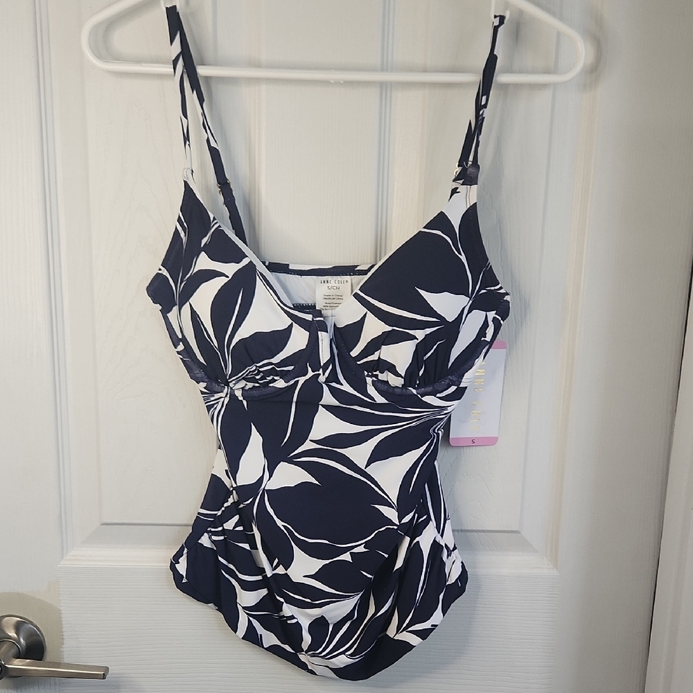 Anne Cole Navy and White Swimsuit